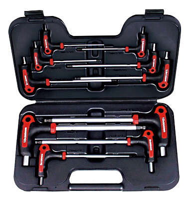 T22901 Набор 6-гранных отверток с Т-образной ручкой в чемодане, 10 предметов